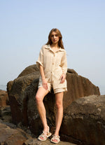 Load image into Gallery viewer, MARGOT WHEAT SET (SHIRT -SHORTS)
