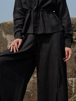 Load image into Gallery viewer, ZURI LINEN SLIT FLARED PANTS