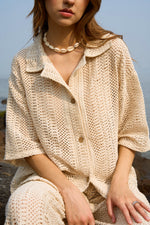 Load image into Gallery viewer, MARGOT WHEAT CROCHET SHIRT
