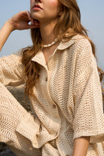 Load image into Gallery viewer, MARGOT WHEAT CROCHET SHIRT
