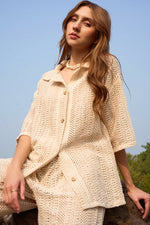 Load image into Gallery viewer, MARGOT WHEAT CROCHET SHIRT
