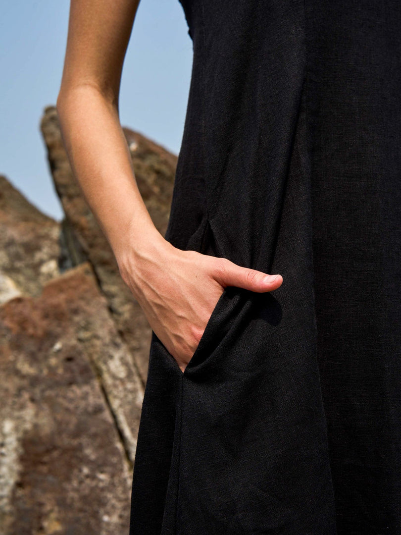 SHELBY LINEN STRAPLESS MAXI DRESS