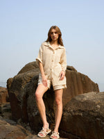 Load image into Gallery viewer, MARGOT WHEAT SET (SHIRT -SHORTS)