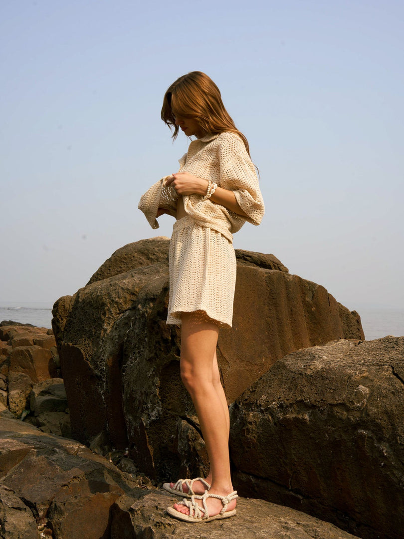 MARGOT WHEAT SET (SHIRT -SHORTS)